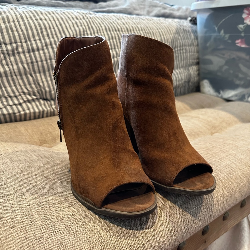 Carlos peep toe suede bootie